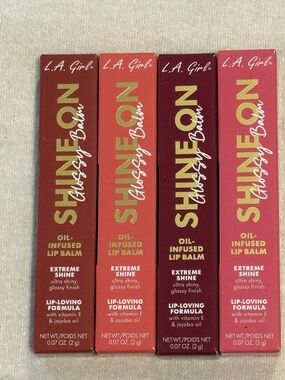 L.A. Girl Shine On Glossy Balm Pack - 4 shades New